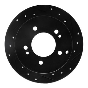 Hyundai Tucson Brake Rotor (1) - Rear Right - R1 Concepts - Drilled & Slotted - Black - `01-`10